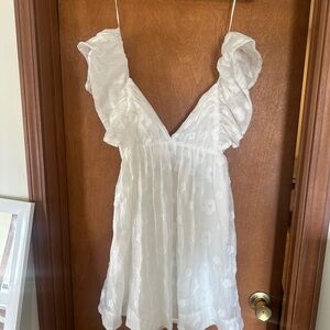 *NWT* White Ruffled Mini Dress